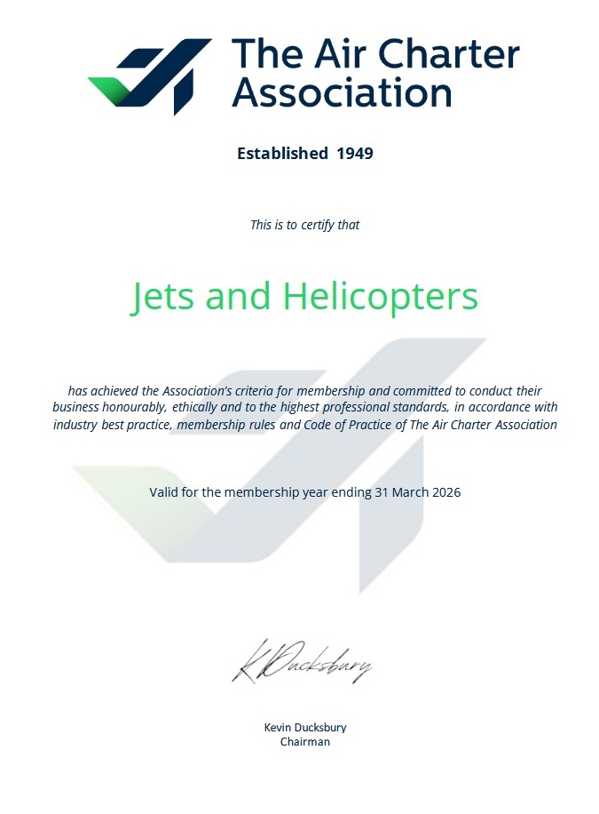 certificate jets and helicopters